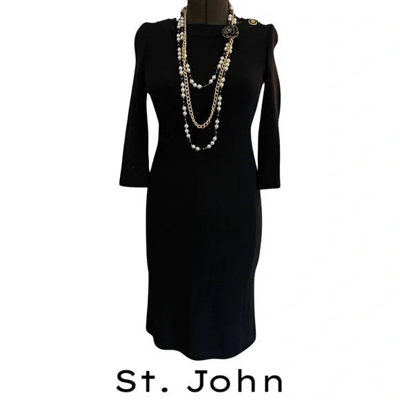 St. John | Dresses | St John Collection Black Knit Dress With 34 Sleeves Made In Usa Size 2 | Poshmark St. John | Dresses | St John Collection Black Knit Dress With 34 Sleeves Made In Usa Size 2 | Poshmark